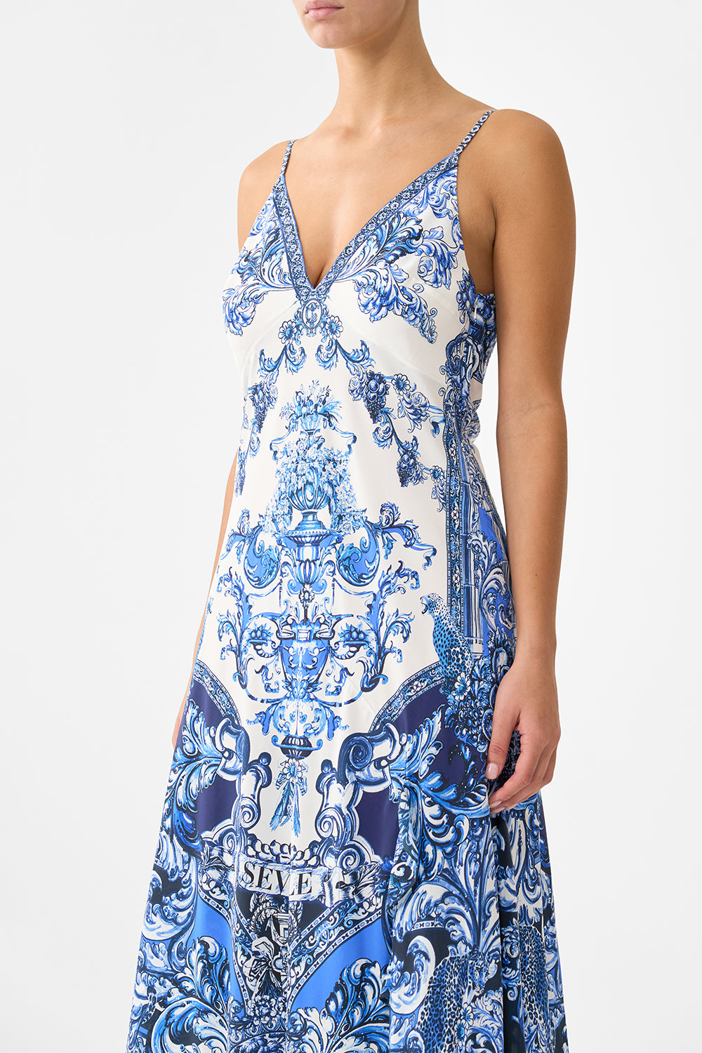 BIAS SLIP DRESS WITH FRILL HEM