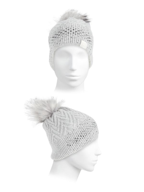 Faux Fur Trim Wool & Cashmere Beanie