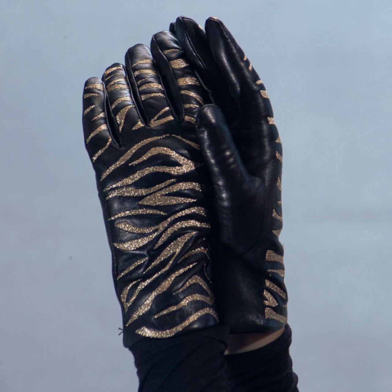 Leather Gloves with Zebra Print