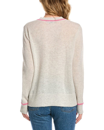Birdseye Trim V-Neck Cashmere Sweater