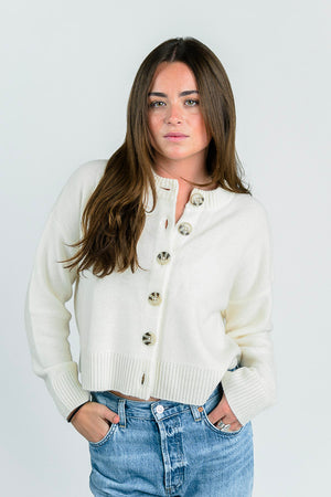 NINA CASHMERE CREWNECK CARDIGAN