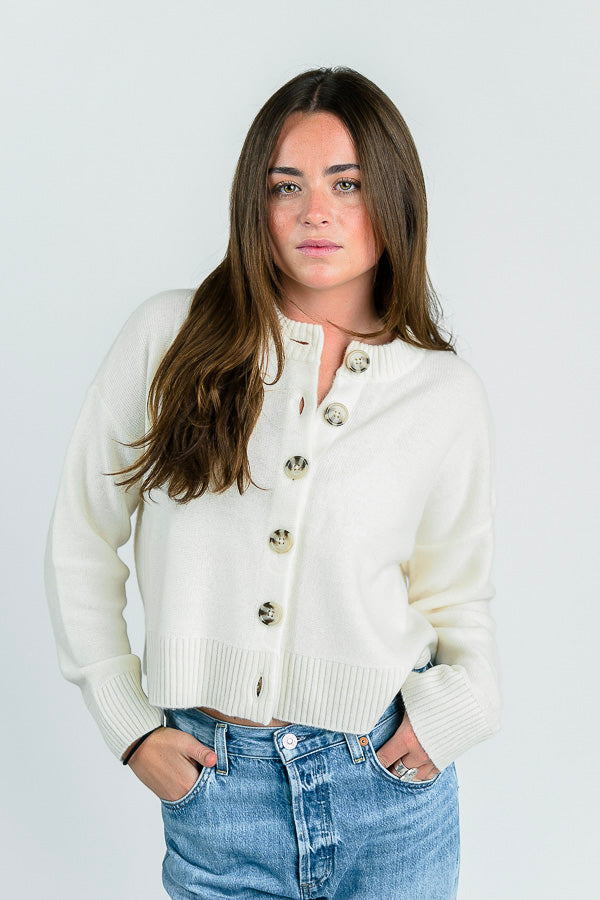 NINA CASHMERE CREWNECK CARDIGAN
