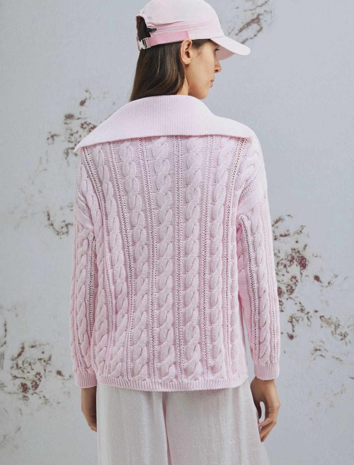 Cable-knit polo sweater