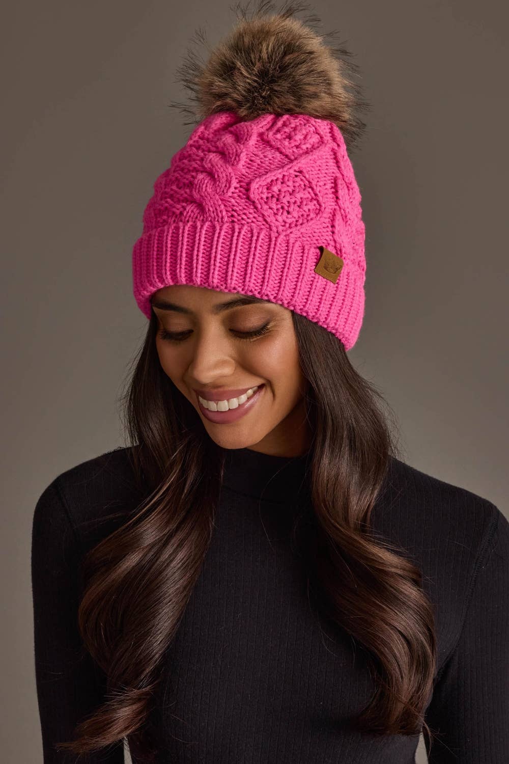 Cable Knit Pom Hat