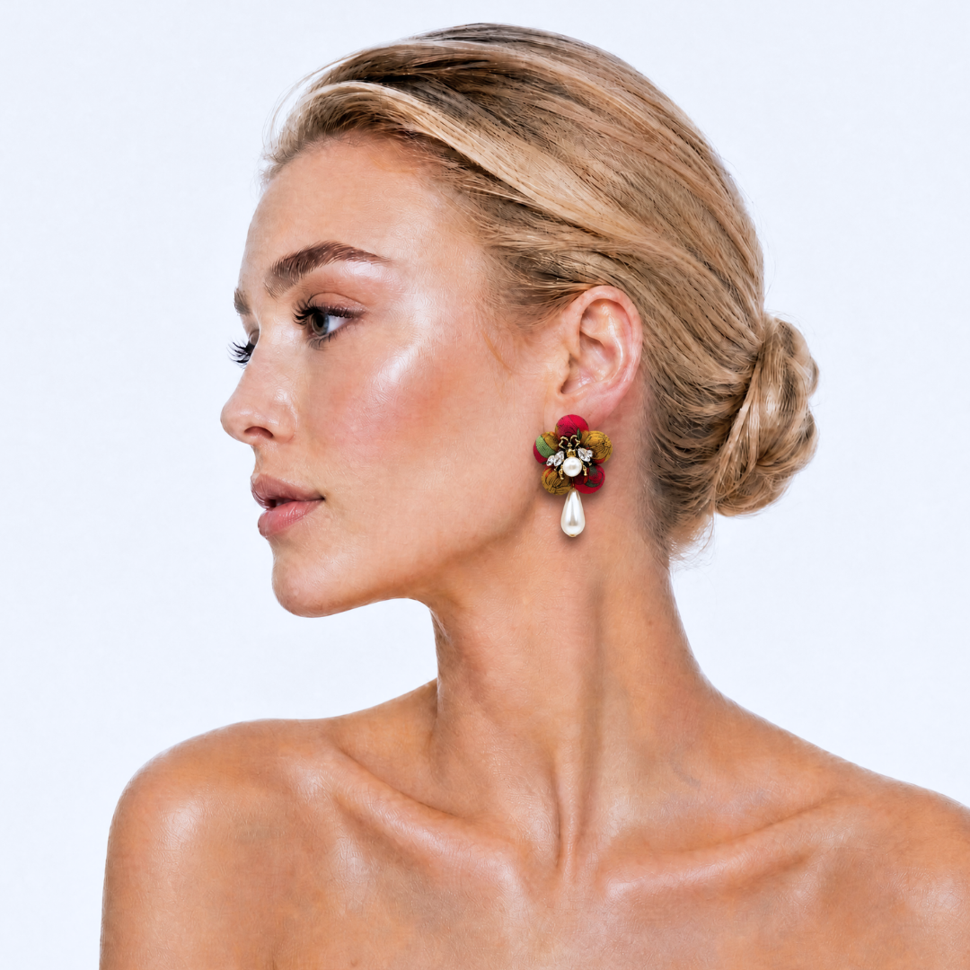 Gucci Flora Red Bumblebee Drop Earrings