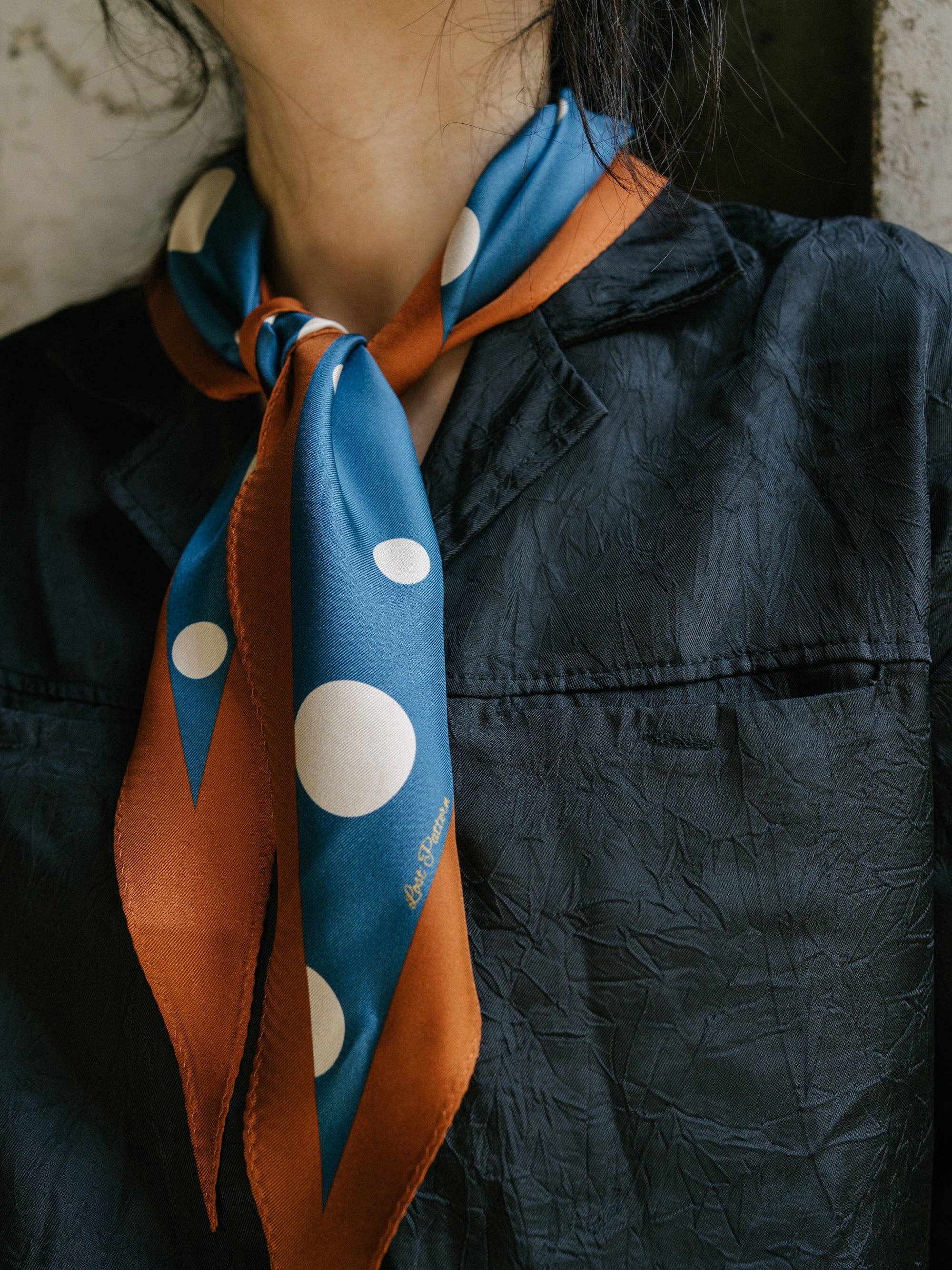 "Retro Polka" Silk Diamond Neckerchief