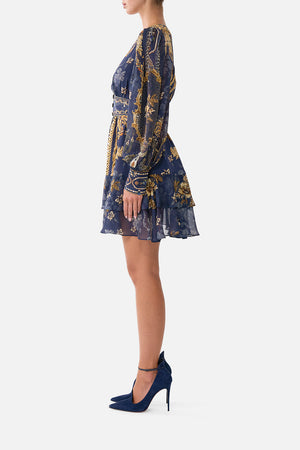 BUTTON FRONT FRILL DRESS