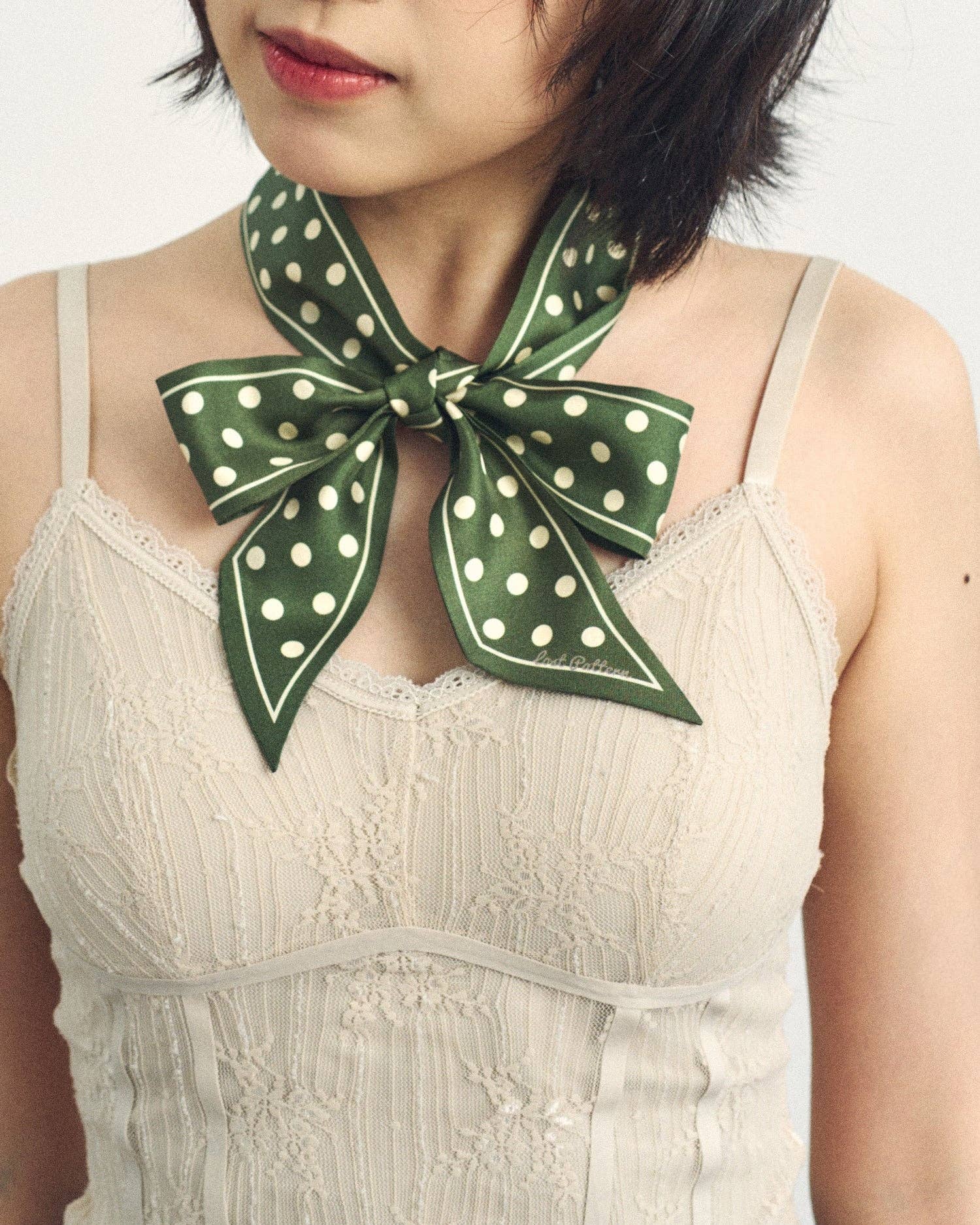 Silk Skinny Scarf - Polka