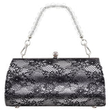Audra Black Vintage Style Satchel with Crystal/Lucite Handle
