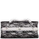 Audra Black Vintage Style Satchel with Crystal/Lucite Handle