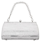 Audra Silver Vintage Style Satchel with Crystal/Lucite Handle