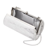 Audra Silver Vintage Style Satchel with Crystal/Lucite Handle