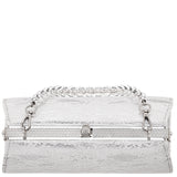 Audra Silver Vintage Style Satchel with Crystal/Lucite Handle