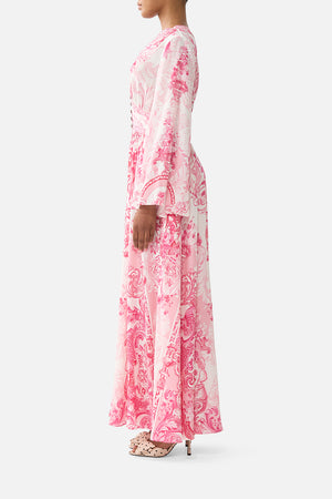 KIMONO SLEEVE DRESS WITH SHIRRING DETAIL