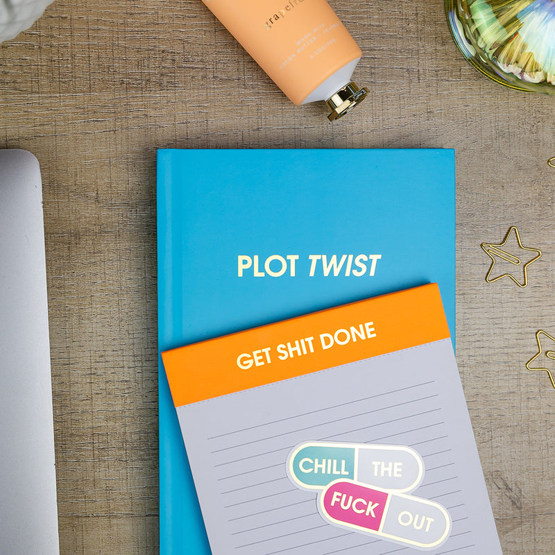 "Plot Twist" Caribbean Blue Hardcover Journal