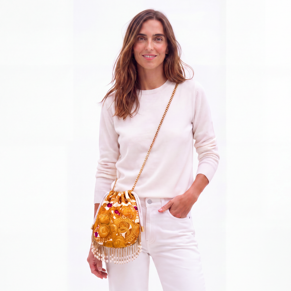 Chanel Vintage Scarf Crossbody Fringe Bag