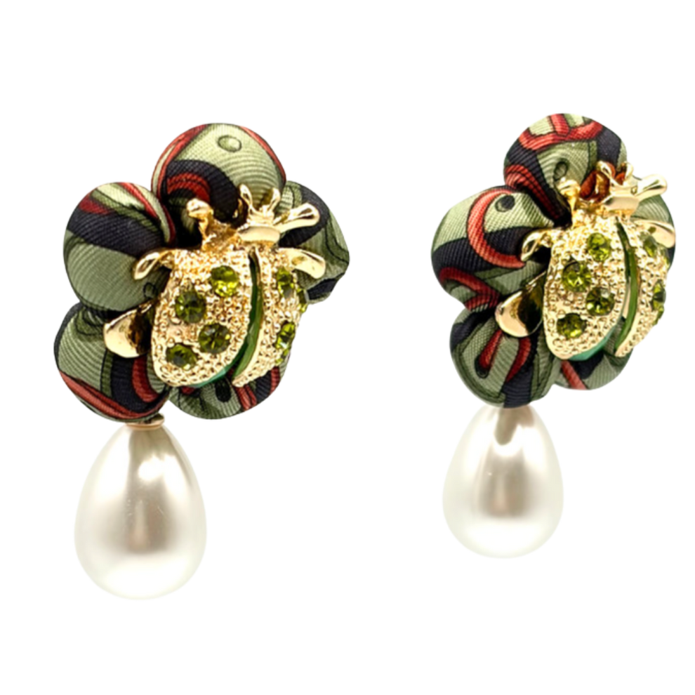 Gucci Belt Print Ladybug Drop Earrings