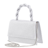 Kasper Silver Twisted Handle Crystal Sachel
