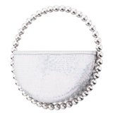 LOVEY Silver Sequin Circle Bag