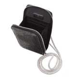 MINTY Black Crystal Encrusted Crossbody Cellphone Bag