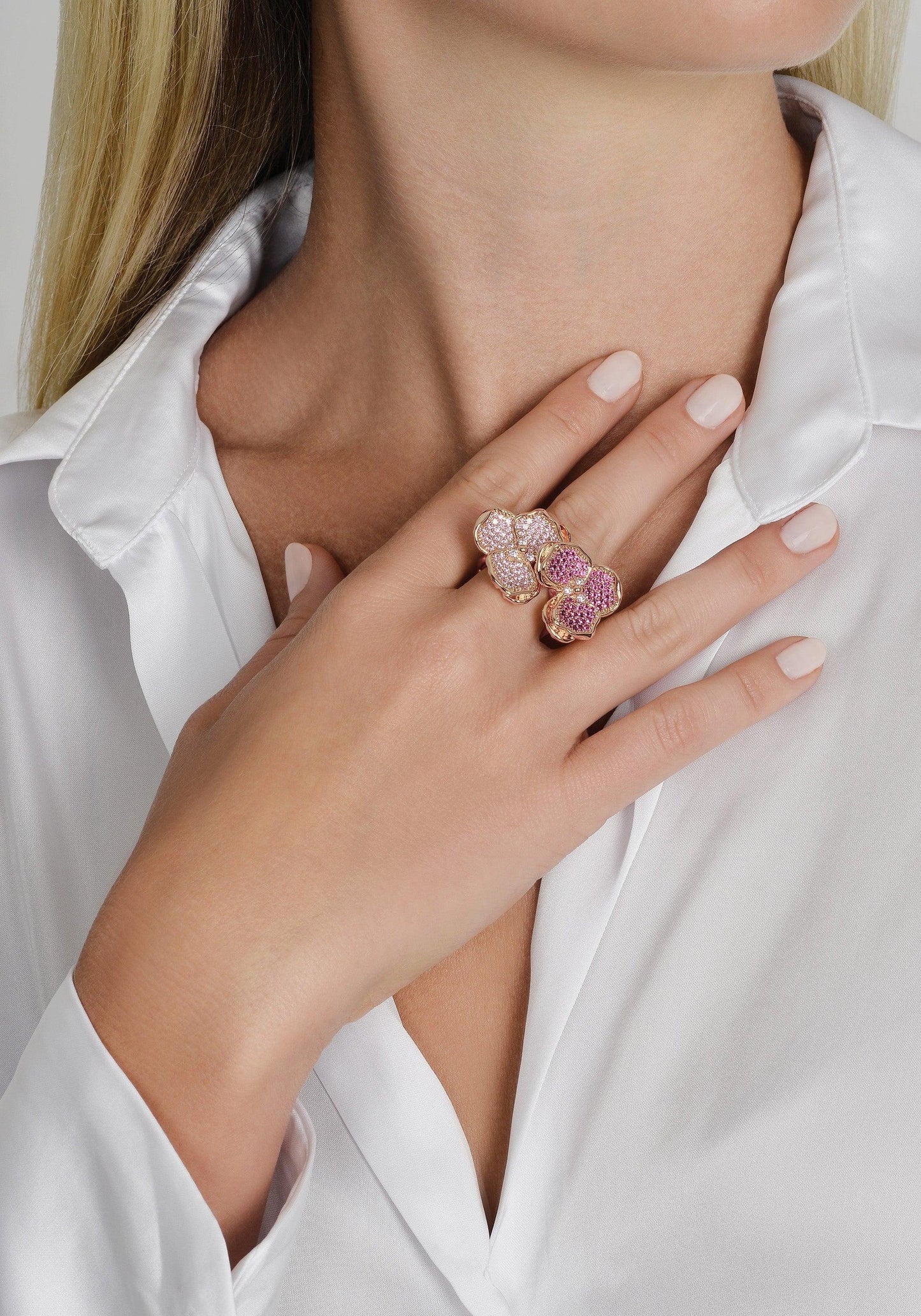 Double Orchid Pavé Ring