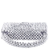 OPIE Silver Beaded Satchel With Inner Satin Pouch