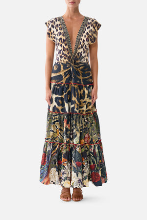 CAP SLEEVE TWIST FRONT MIDI DRESS