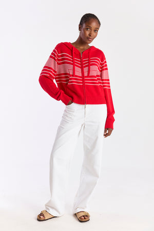 BEACH STRIPE CROPPED HOODIE