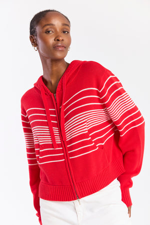 BEACH STRIPE CROPPED HOODIE