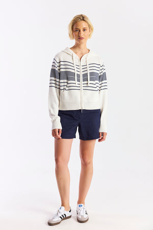 BEACH STRIPE CROPPED HOODIE