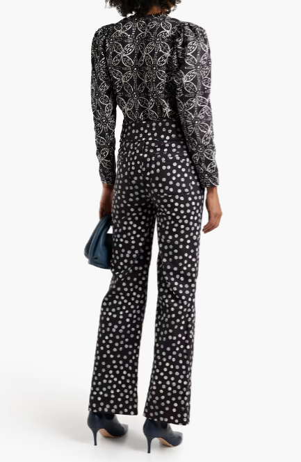 Wade Polka-Dot High-Rise Flared Jeans