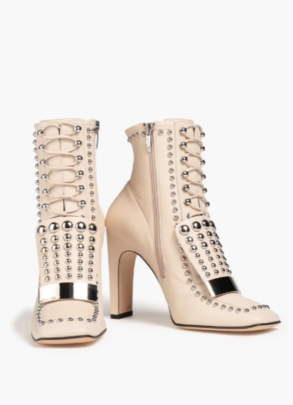 SR1 Studded Stretch-Leather Ankle Boots