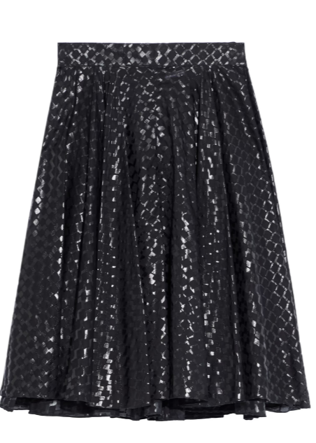 Gathered Metallic Printed Cotton-Voile Skirt