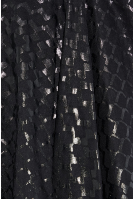 Gathered Metallic Printed Cotton-Voile Skirt