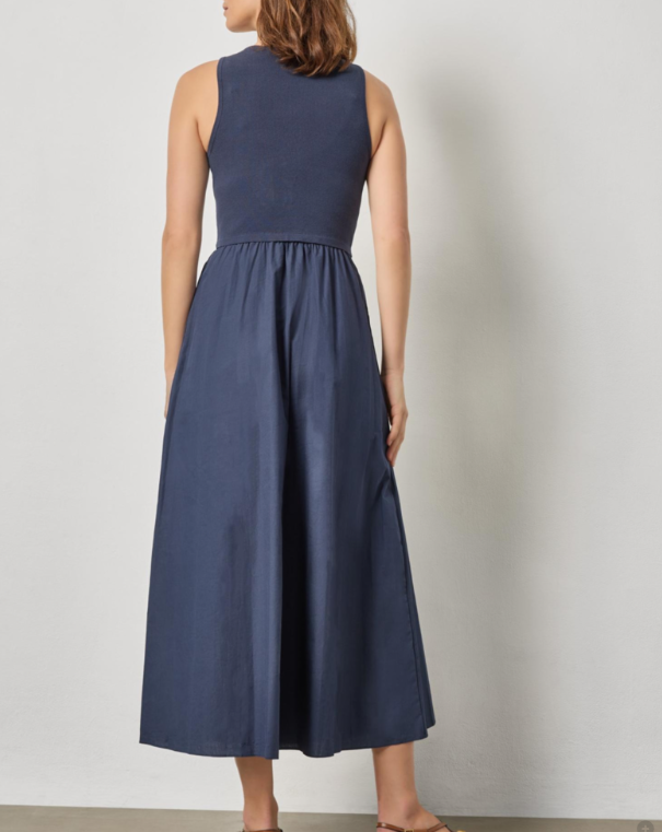 Mixed Media Scoop Neck Dress