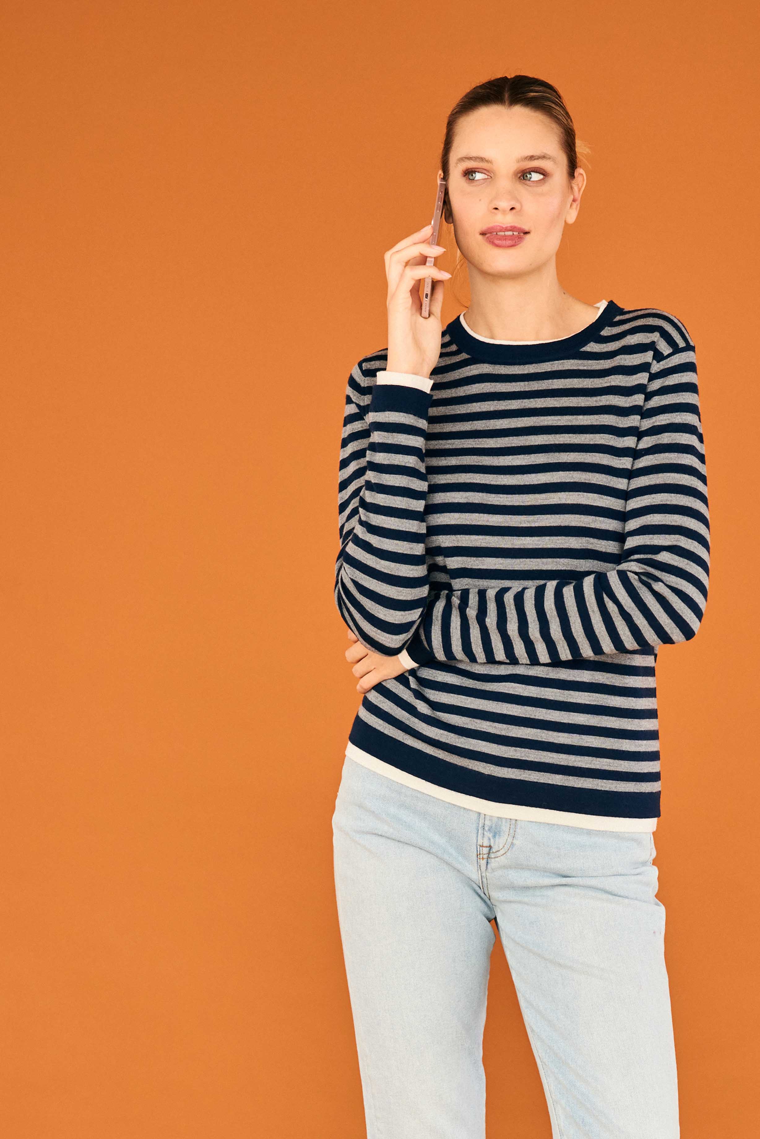 Stripe Double Trim Crew