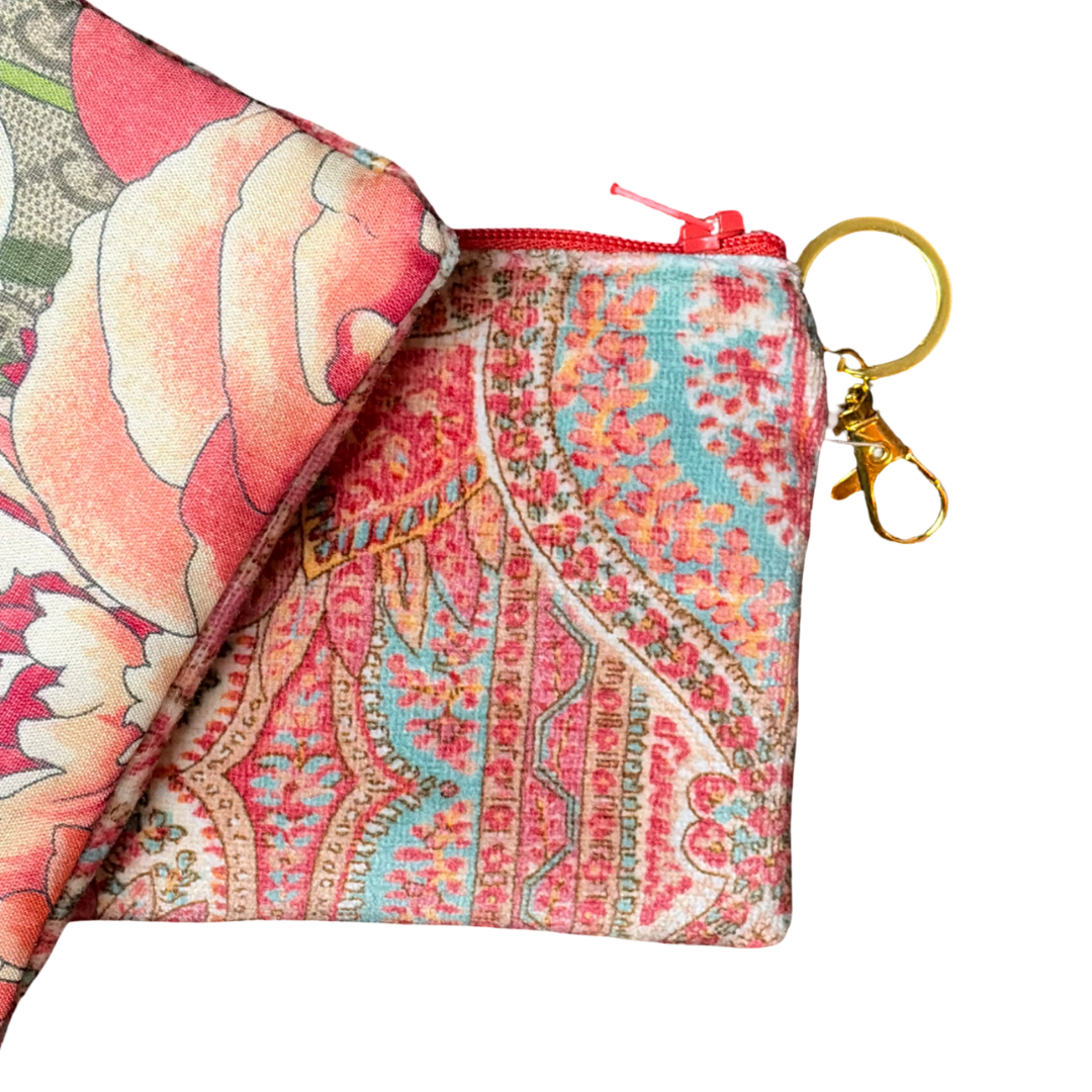 Gucci GG Bouquet Vintage Silk Scarf Keychain Bag