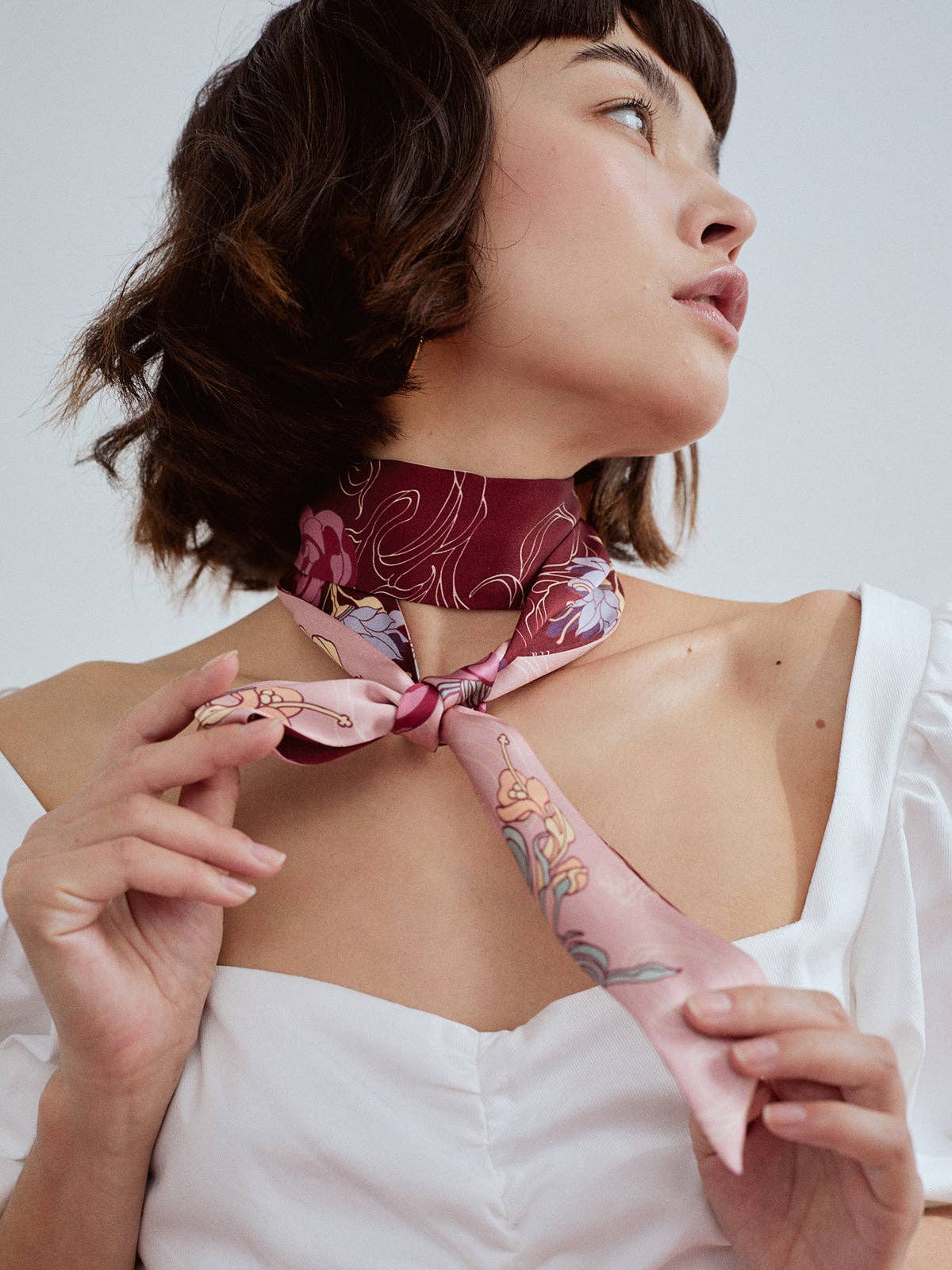 Silk Skinny Scarf-Ruby