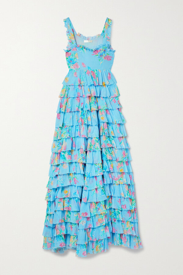 Idra Tiered Floral-Print Voile Maxi