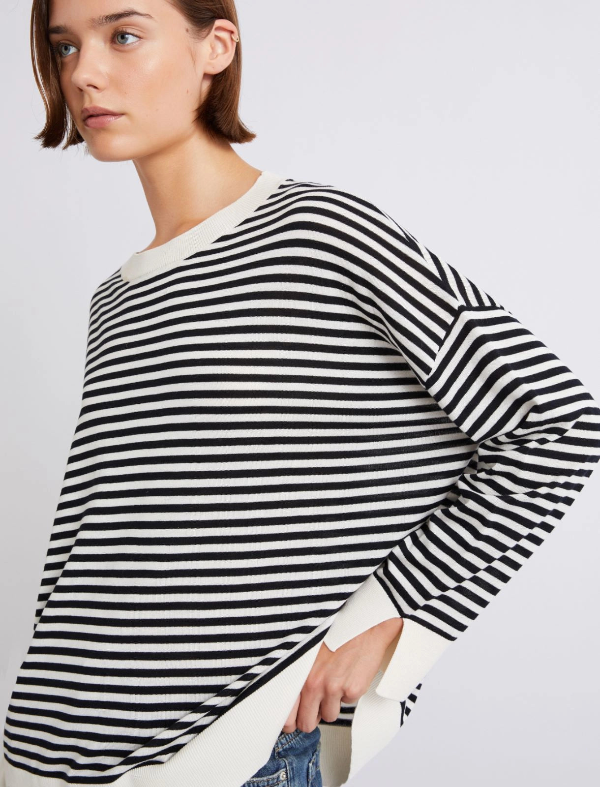 Oversized Stripe Crewneck Sweater
