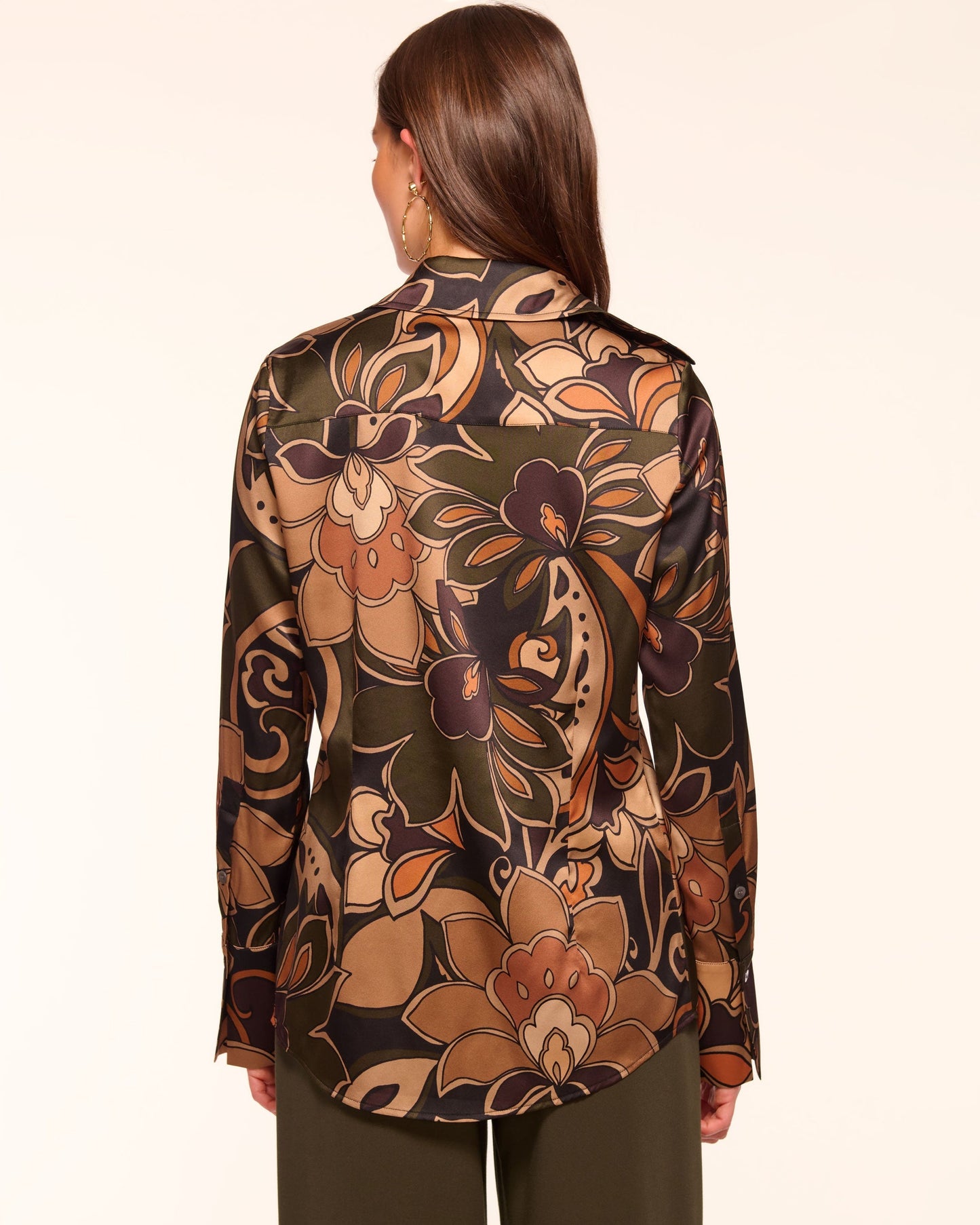 Victoria Printed Silk Button Down Top