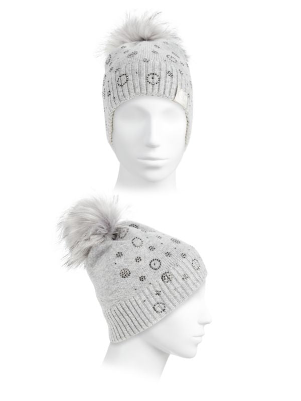 Faux Fur Pom Cashmere Blend Beanie