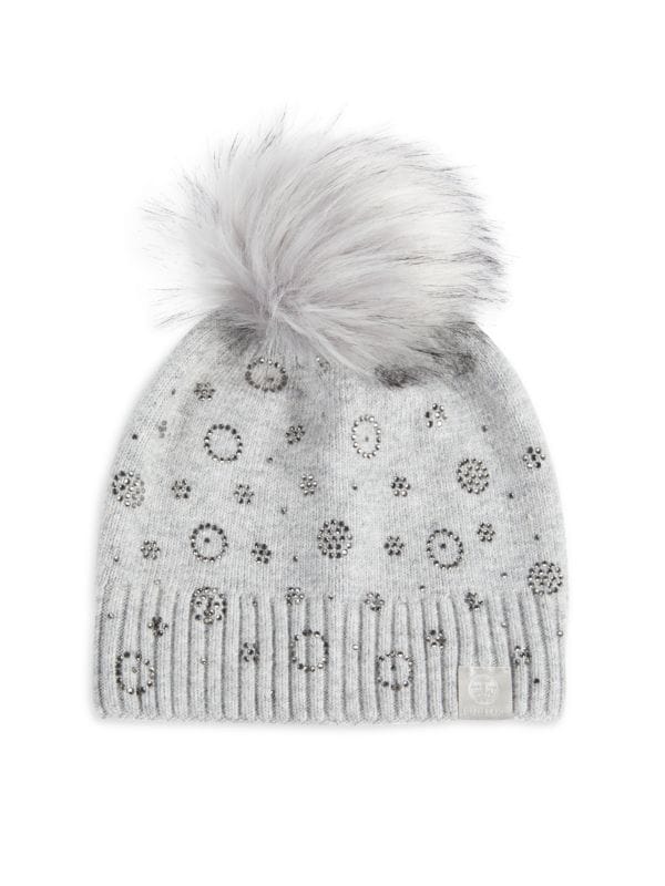 Faux Fur Pom Cashmere Blend Beanie