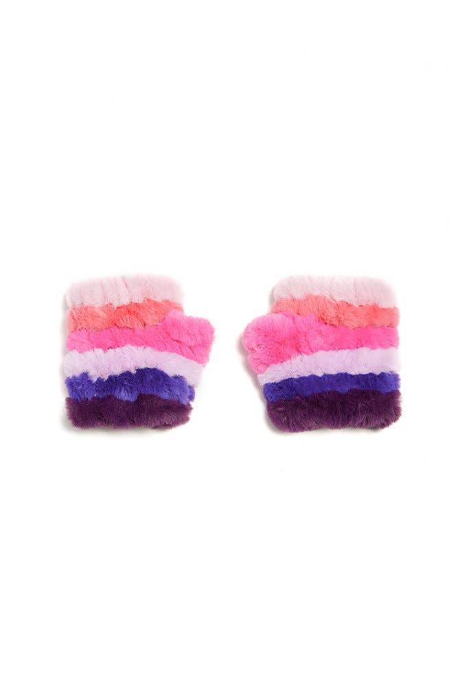 Multi-Color Faux Fur Mittens