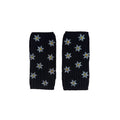 Short Fingerless Merino Gloves with Flowers & Crystal Center