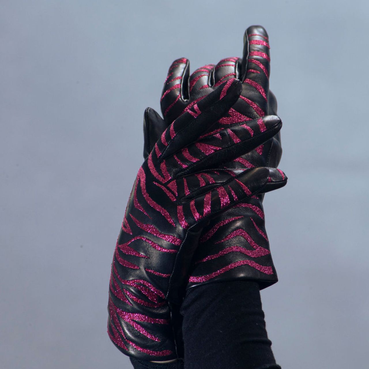 Leather Gloves with Zebra Print