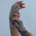 Cashmere Gray/Pink Fingerless Gloves