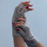 Cashmere Gray/Pink Fingerless Gloves
