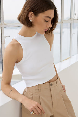 The Cropped Not So Basic Tank in White