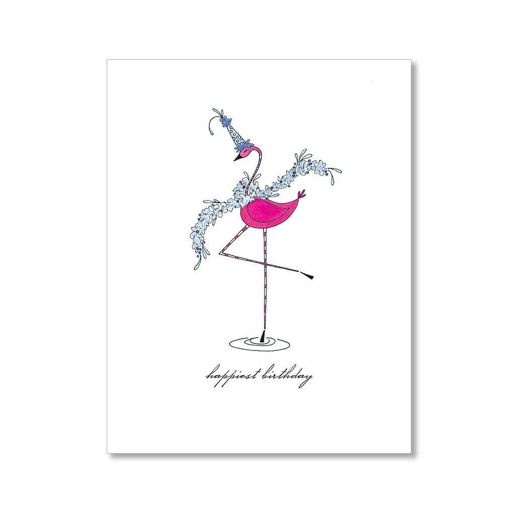"FESTIVE FLAMINGO" BIRTHDAY CARD: SINGLE